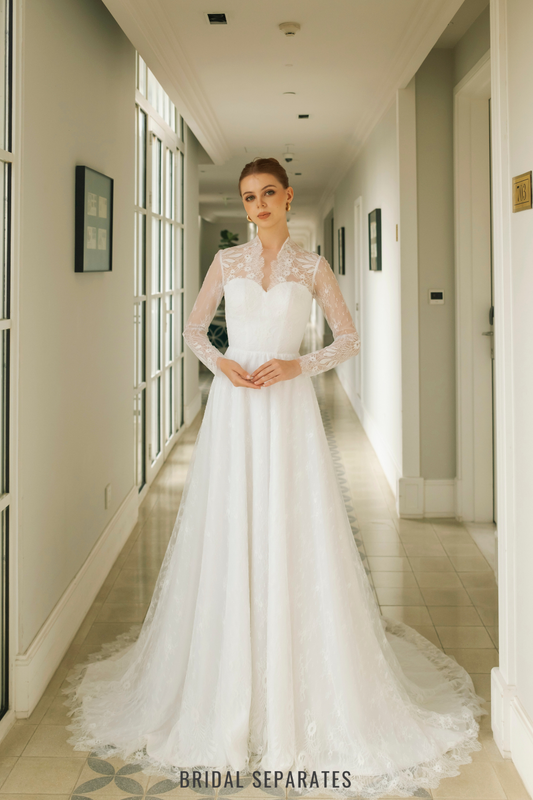 Illusion Neckline A-line Wedding Dress / "Alisia"