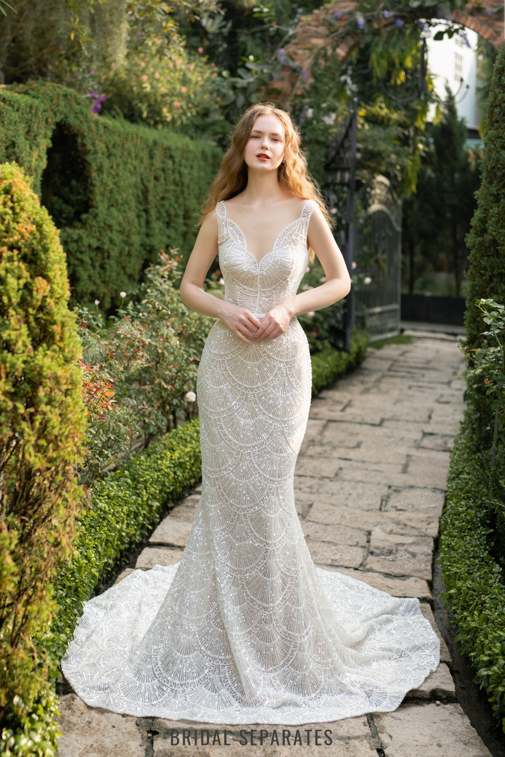 Mermaid Wedding Dress with Beaded Lace / "Joelle"