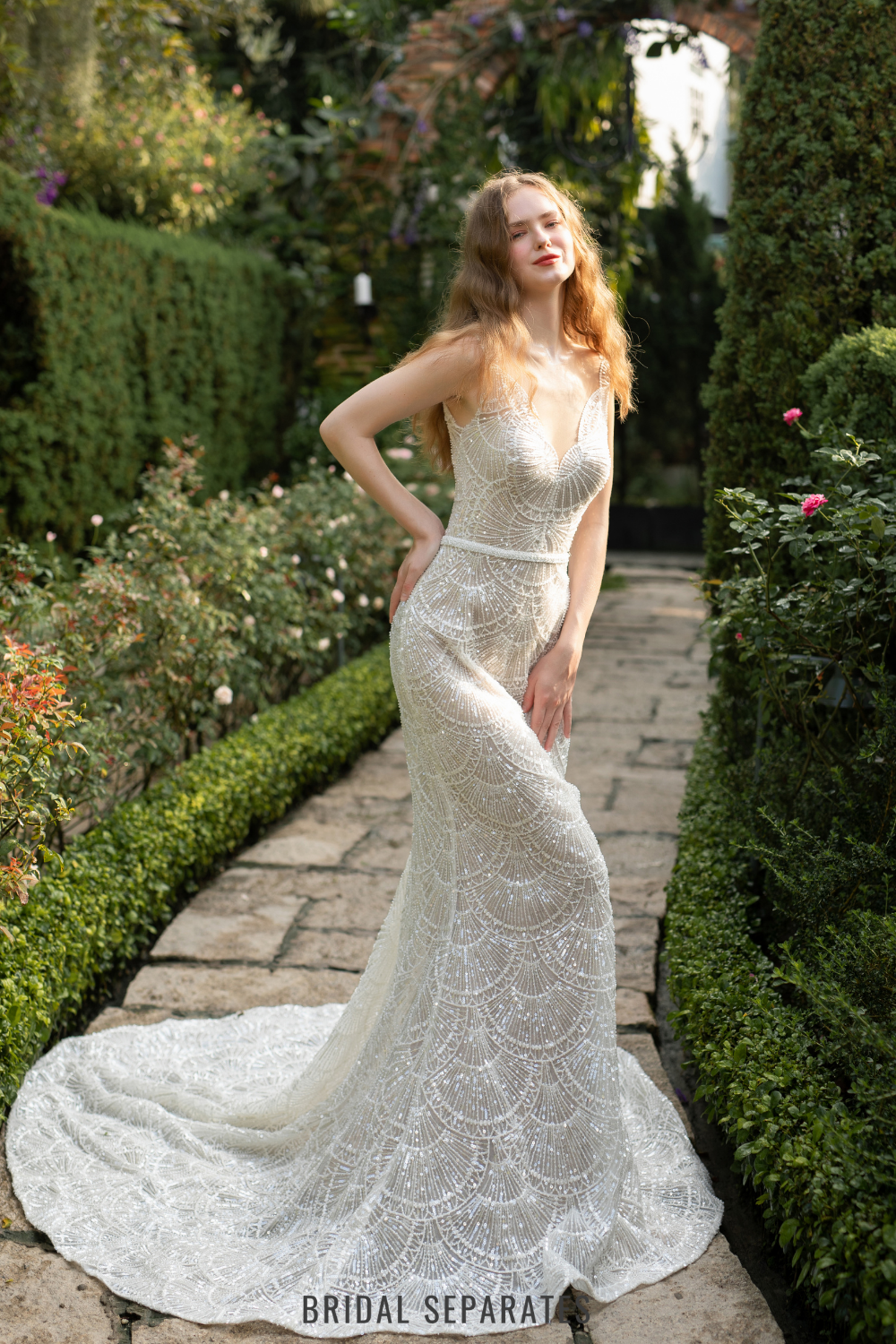 Mermaid Wedding Dress with Beaded Lace / "Joelle"