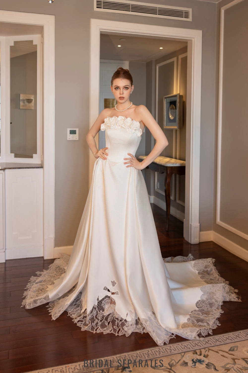 Strapless Ball Gown with 3D Flowers / "Sofia"