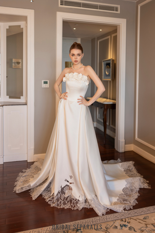 Strapless Ball Gown with 3D Flowers / "Sofia"