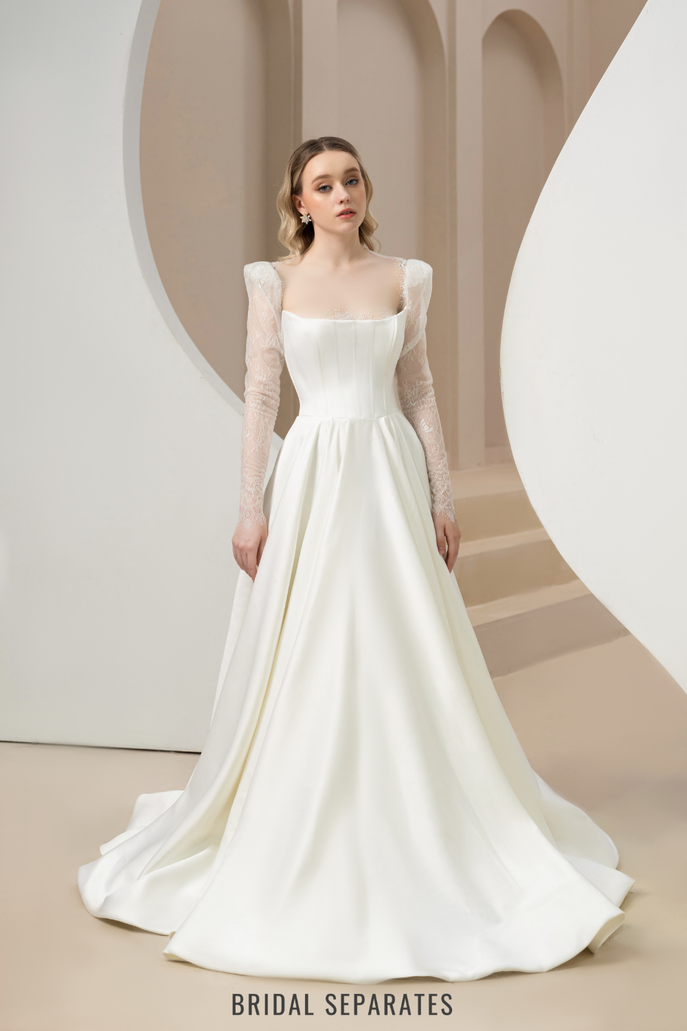 Ball Gown Wedding Dress with Lace and Beaded Bolero / "Jasmine" Bridal Separates Ball Gown Wedding Dress with Lace and Beaded Bolero / "Jasmine" Bridal Separates
