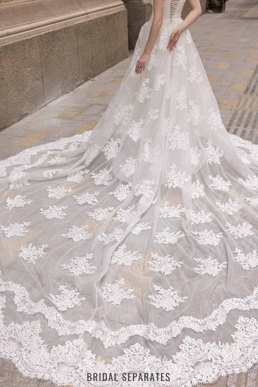 Detachable Bridal Skirt with Couture Lace / "Lenna"