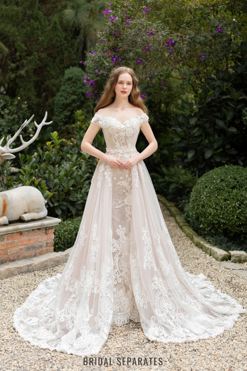 Lace Wedding Dress with Detachable Overskirt / "Lorena" Bridal Separates Lace Wedding Dress with Detachable Overskirt / "Lorena" Bridal Separates