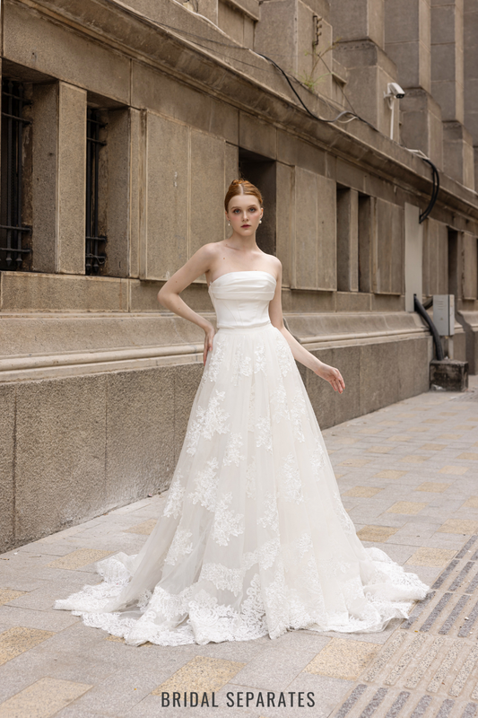 Detachable Bridal Skirt with Couture Lace / "Lenna"
