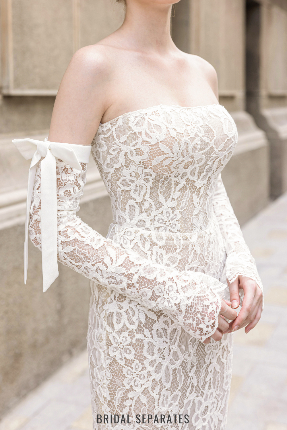 Sheath Wedding Dress with Detachable Sleeves / "Lyly"