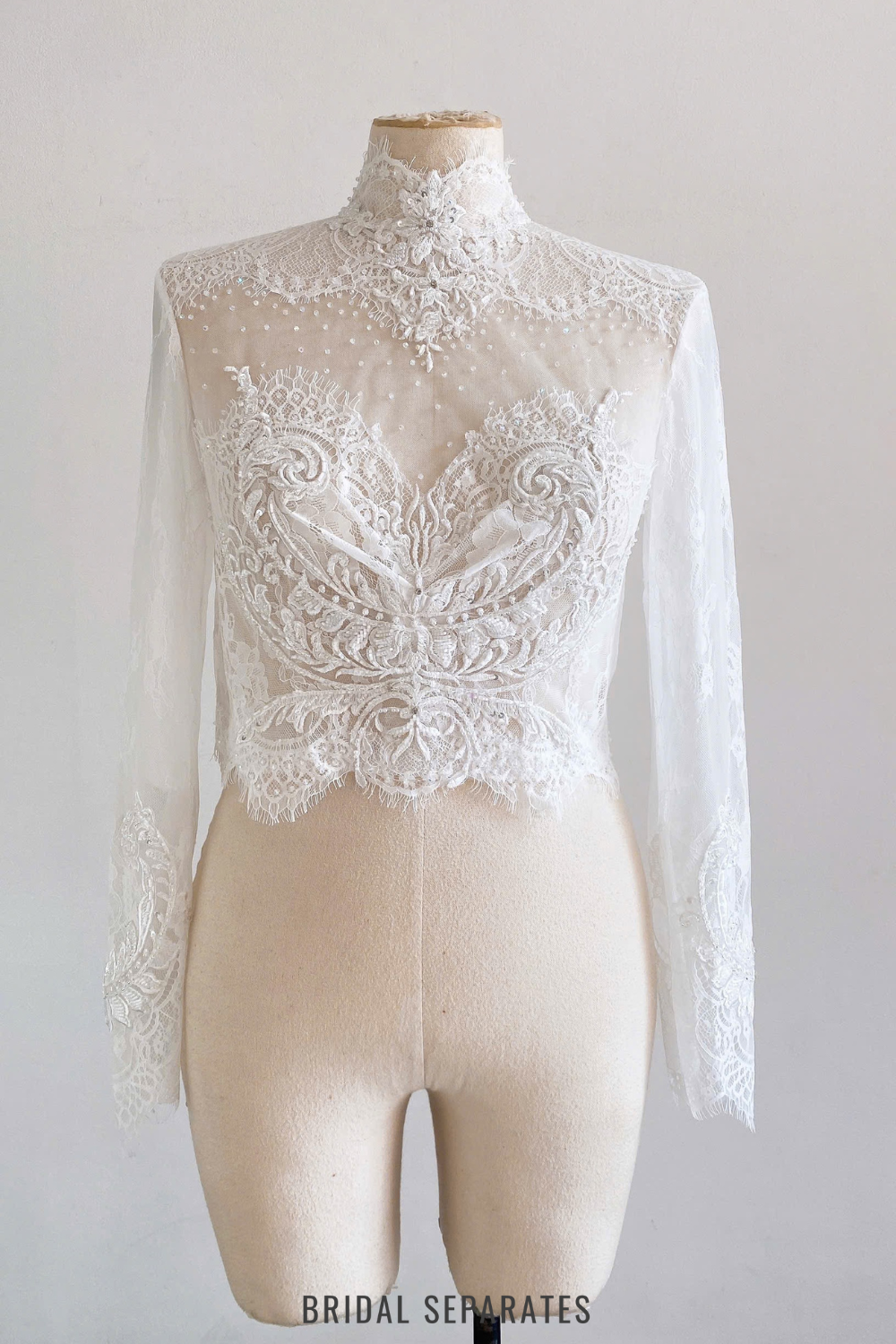 fitted lace wedding dress Long Sleeves Bridal Dress Topper / 