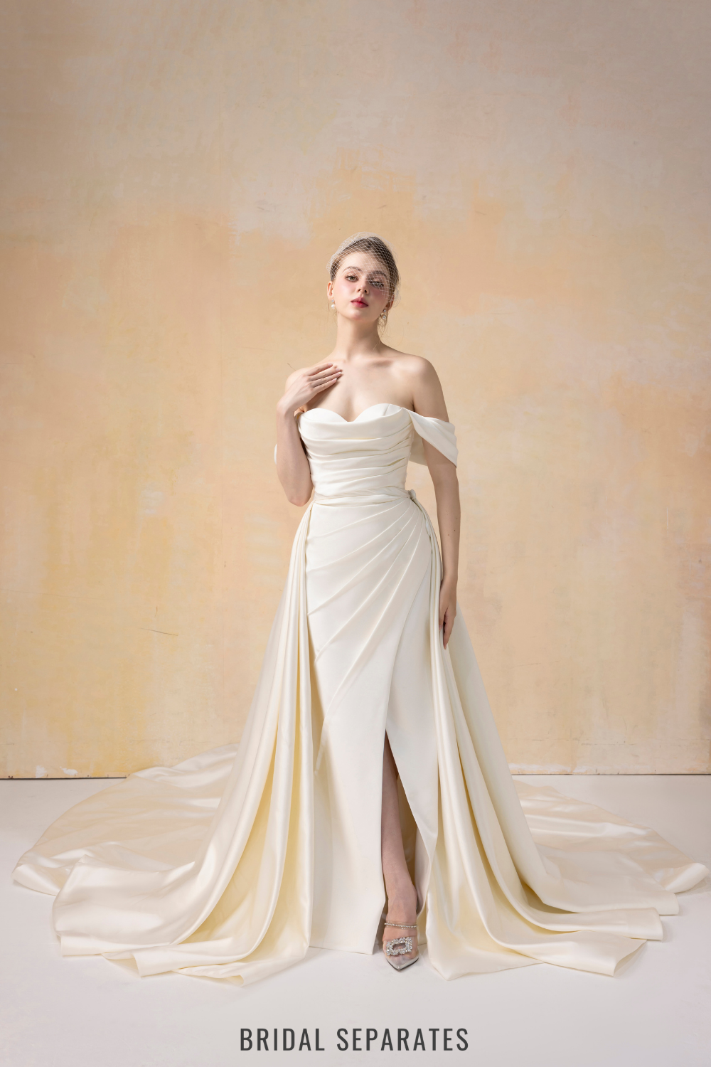 Off Shoulder Mermaid Wedding Dress with Detachable Train / "Jeannine" Bridal Separates Off Shoulder Mermaid Wedding Dress with Detachable Train / "Jeannine" Bridal Separates