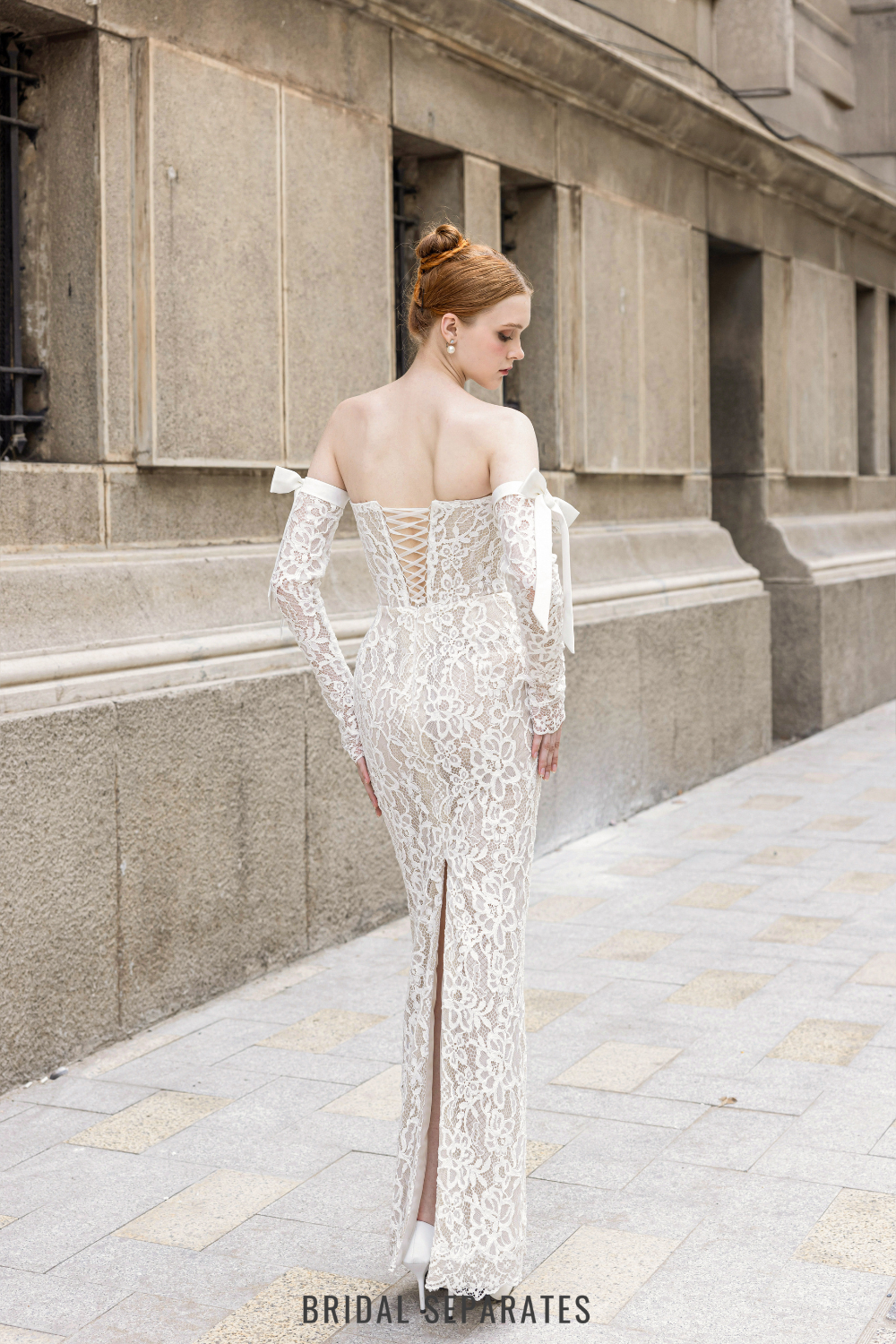 Sheath Wedding Dress with Detachable Sleeves / "Lyly"