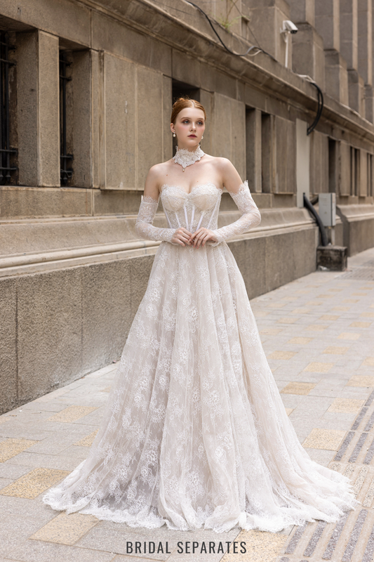 Detachable Bridal Skirt with French Lace / "Chloé"