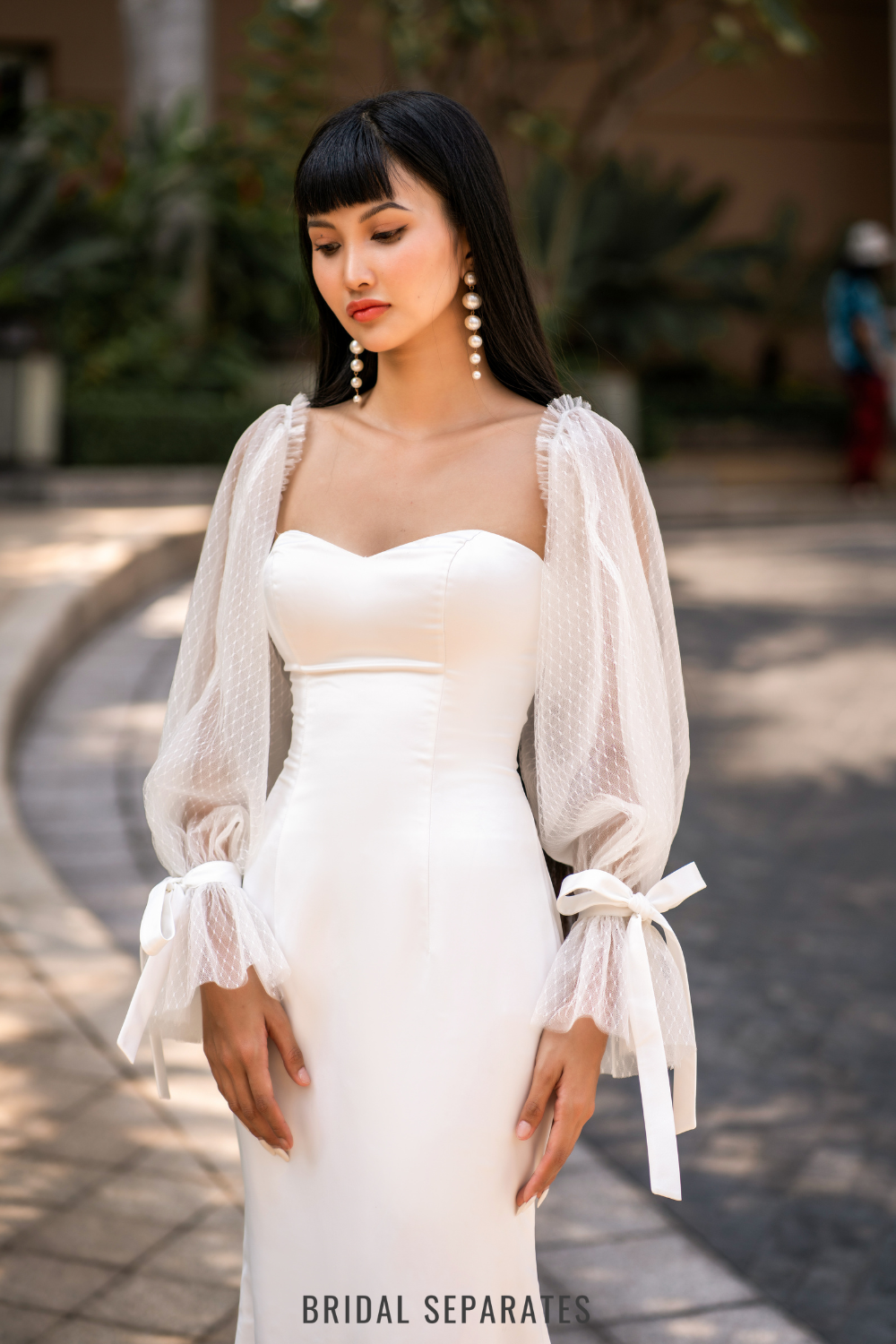 detachable wedding dress sleeves Detachable Bridal Long Sleeves with Bow / "Daria" – Bridal Separates