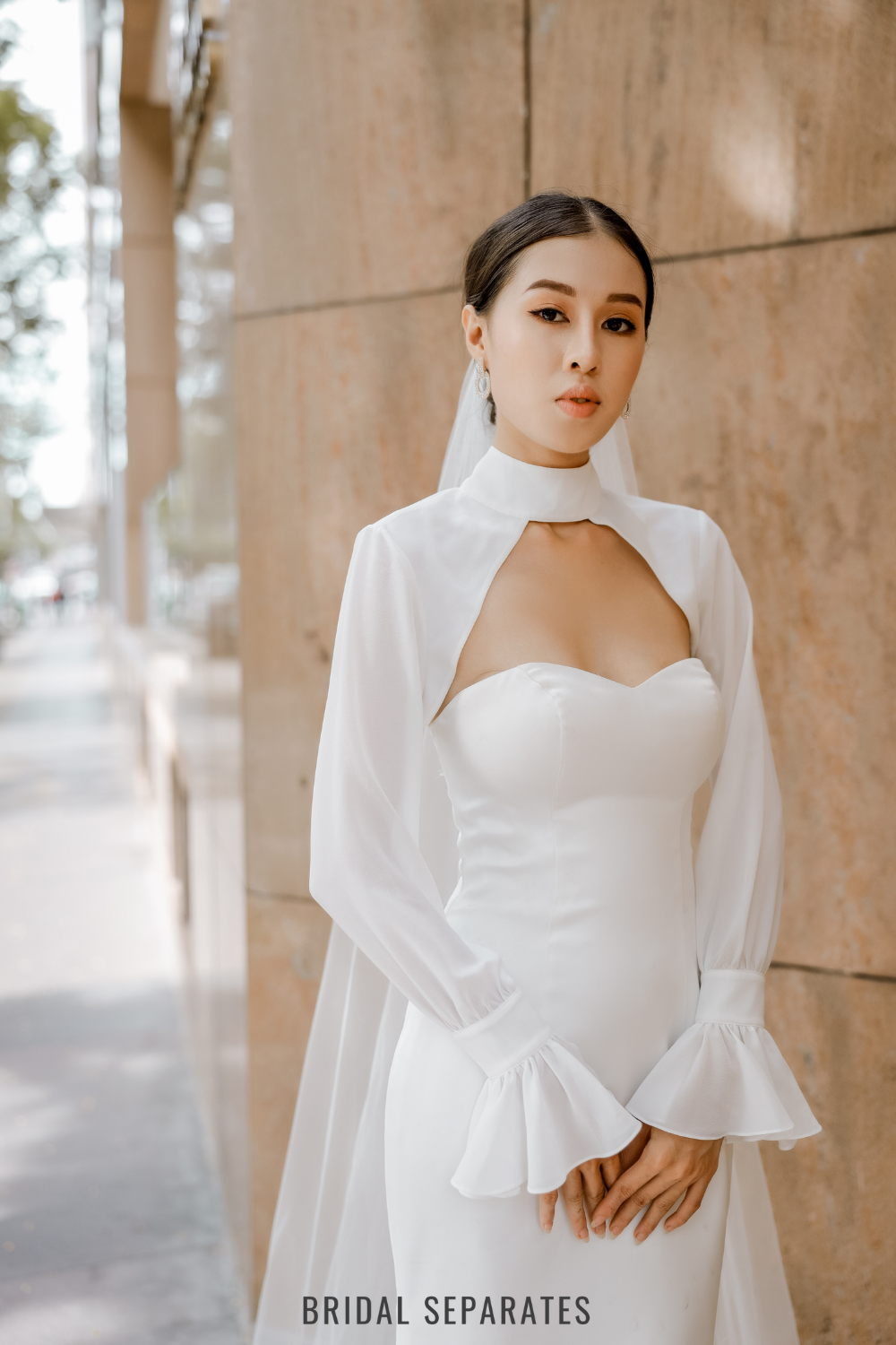 Long Sleeves Bridal Bolero Jacket - Bolero 128 / "Clarissa" Bridal Separates Long Sleeves Bridal Bolero Jacket - Bolero 128 / "Clarissa" Bridal Separates