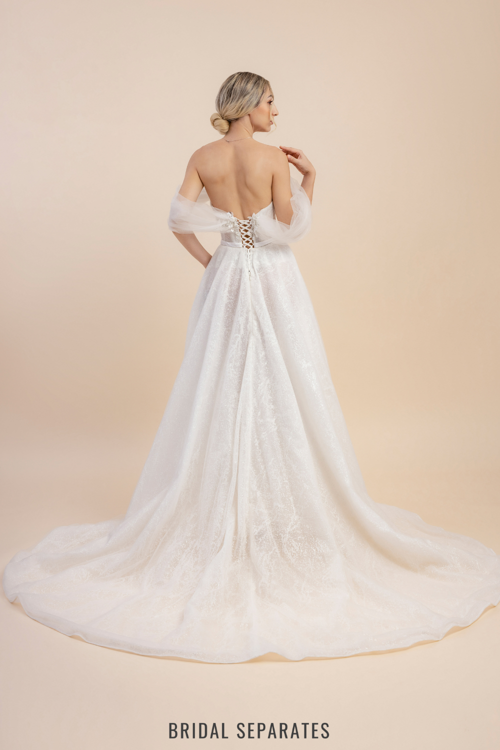 A-Line Wedding Dress with Off Shoulder Sleeves / "Anna"