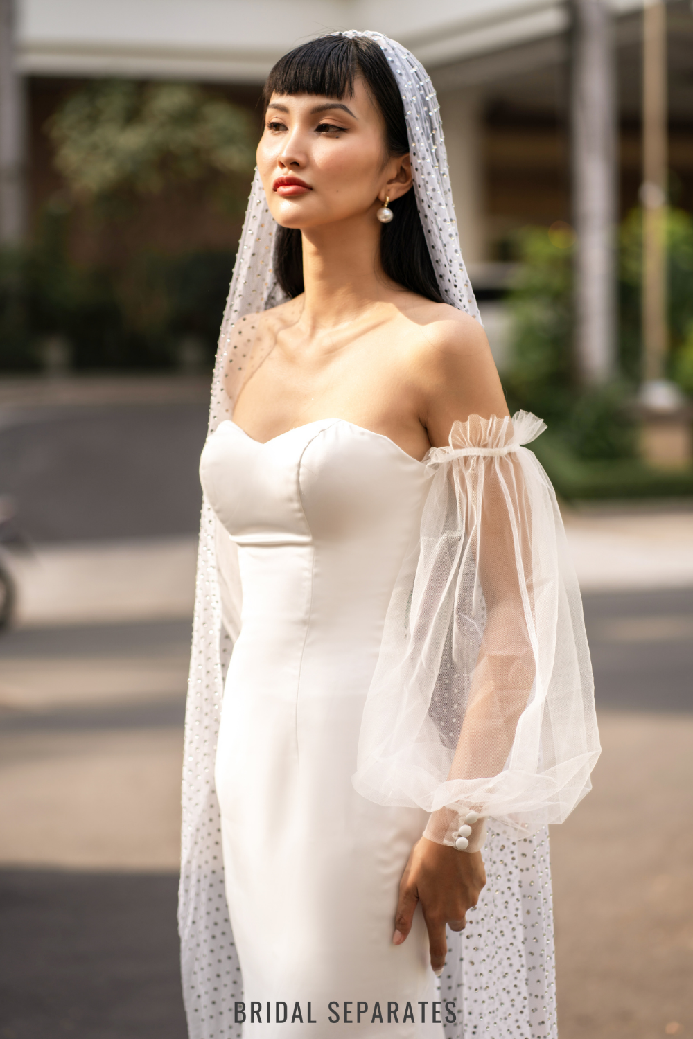 Chapel Veil with Crystals / "Allecra"