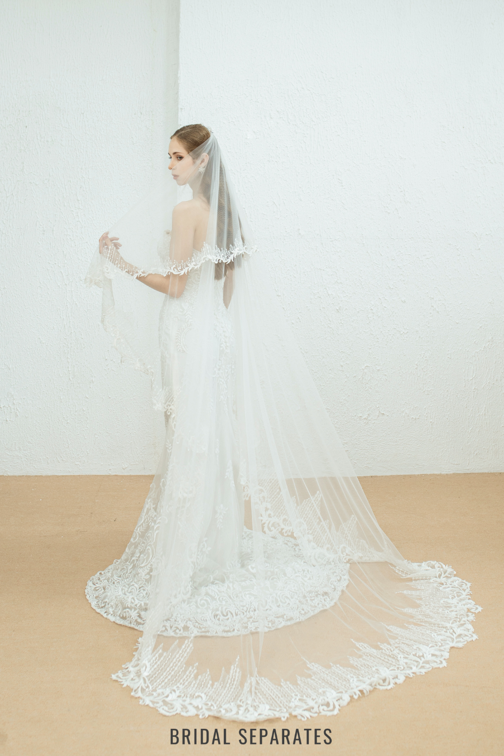 Two Layers Sequin Lace Bridal Veil / "Julie"