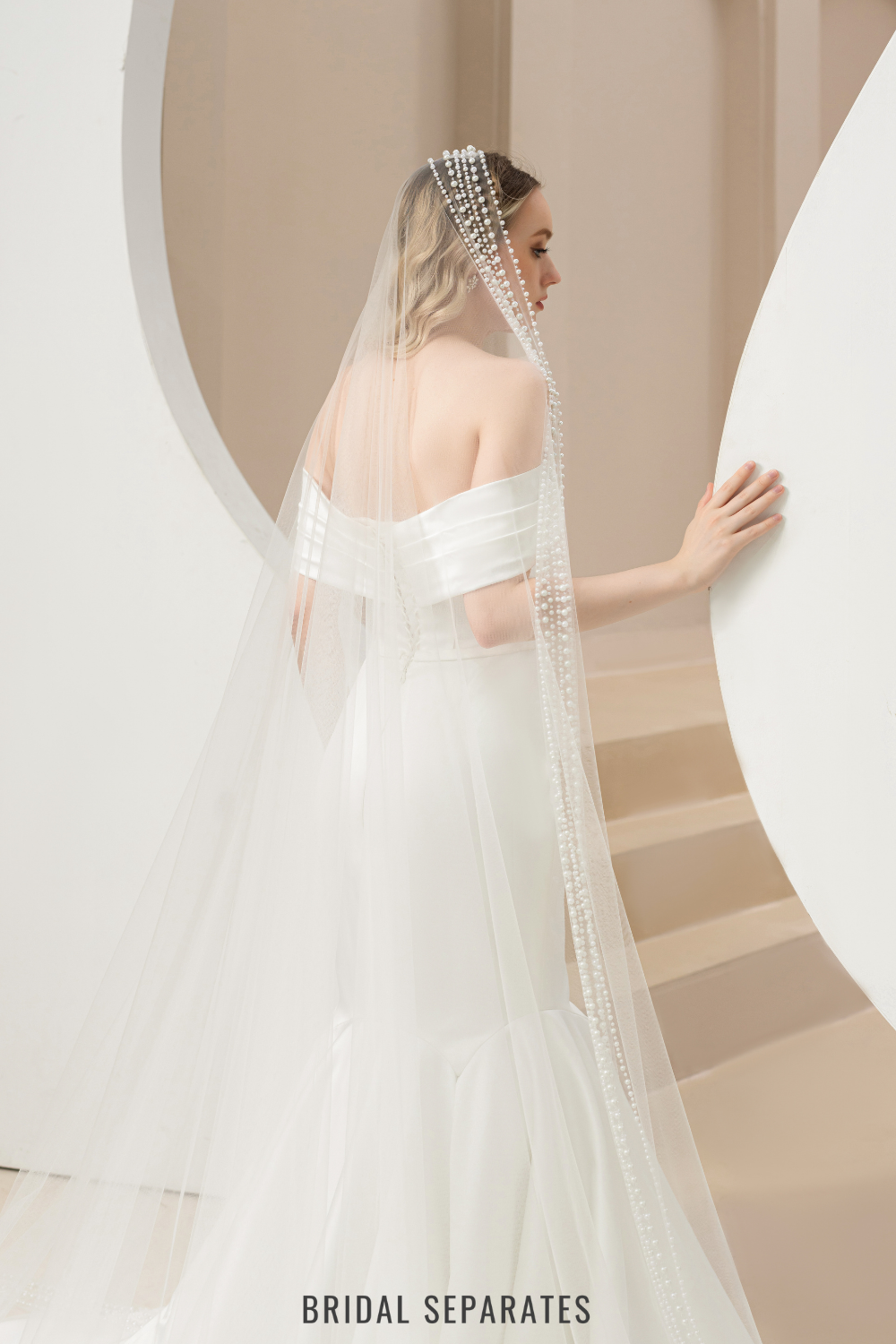 Beaded Soft Tulle Veil / "Erisa"