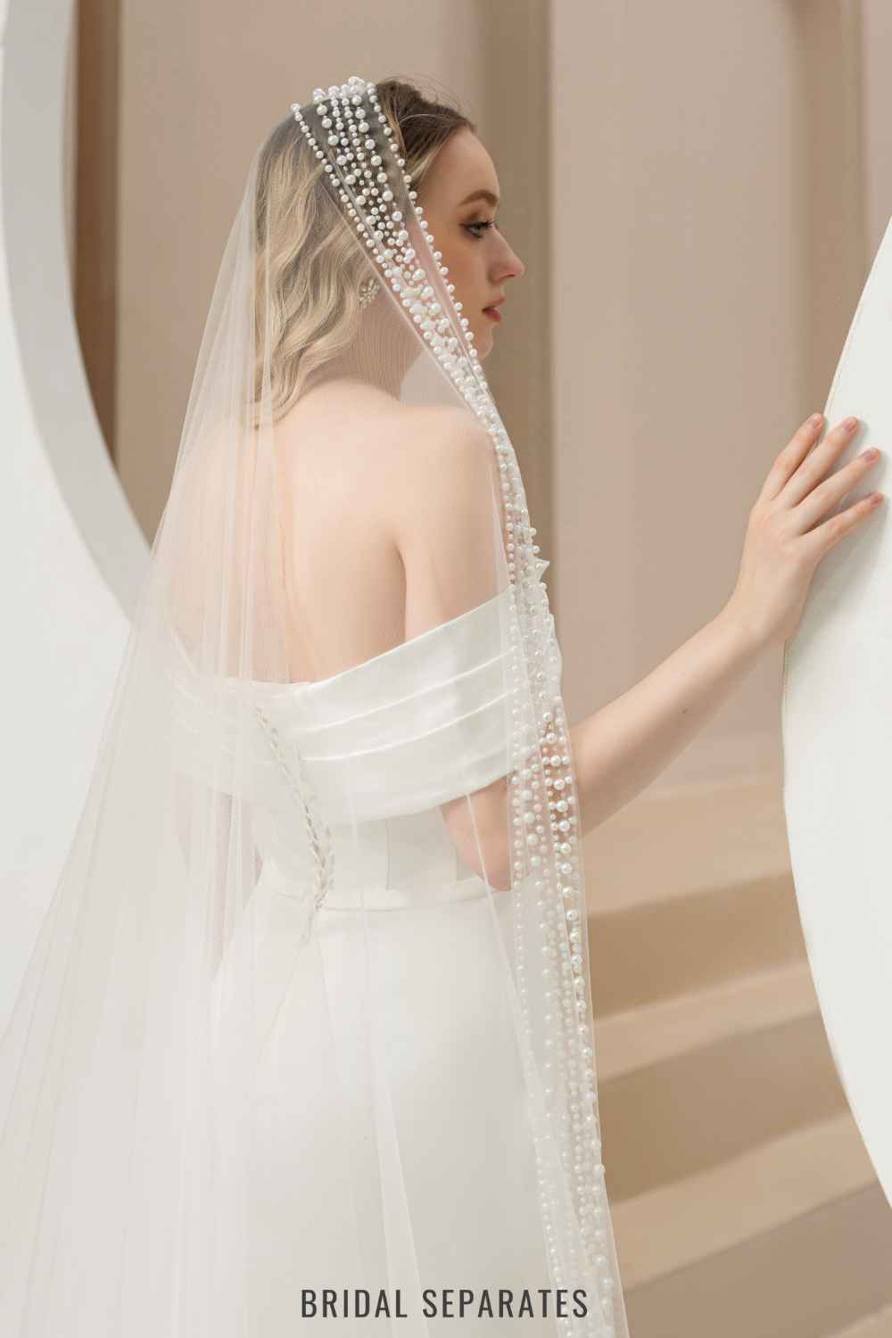 Beaded Soft Tulle Veil / "Erisa"