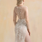 High Slit Wedding Dress with Detachable Sleeves / "Martina"