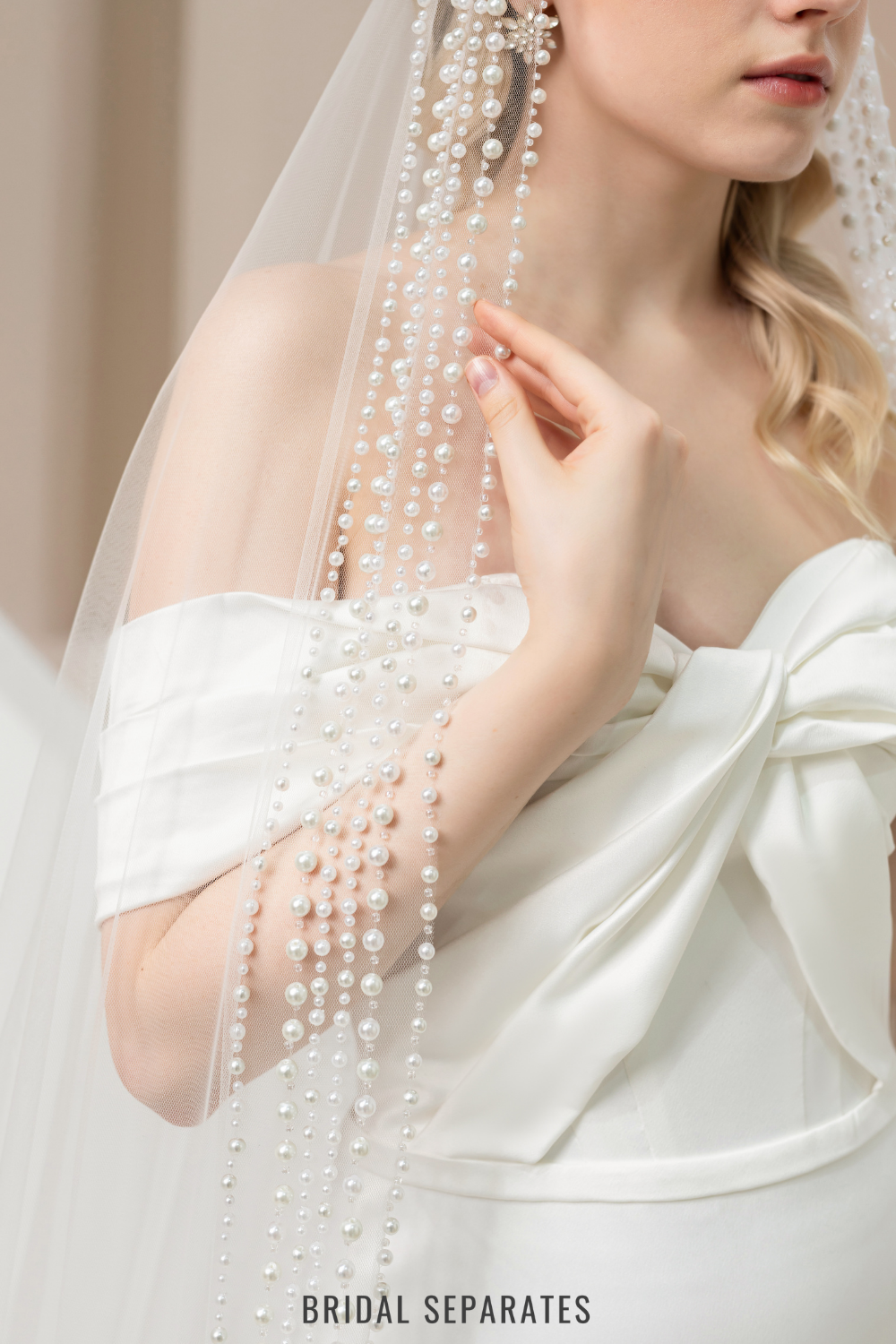 Beaded Soft Tulle Veil / "Erisa"