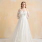 Couture Lace Ball Gown Wedding Dress with Detachable Sleeves / "Cristina"