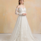 Couture Lace Ball Gown Wedding Dress with Detachable Sleeves / "Cristina"