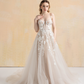 Nude Lining Ball Gown Wedding Dress with Floral Lace / "Hanane"