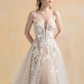 Nude Lining Ball Gown Wedding Dress with Floral Lace / "Hanane"