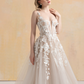 Nude Lining Ball Gown Wedding Dress with Floral Lace / "Hanane"