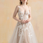 Nude Lining Ball Gown Wedding Dress with Floral Lace / "Hanane"