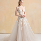 Nude Lining Ball Gown Wedding Dress with Floral Lace / "Hanane"