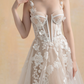 Nude Lining Ball Gown Wedding Dress with Floral Lace / "Hanane"