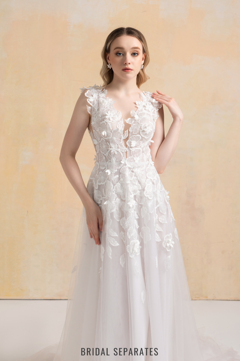 Ball Gown Wedding Dress with Floral Lace / "Camilla"