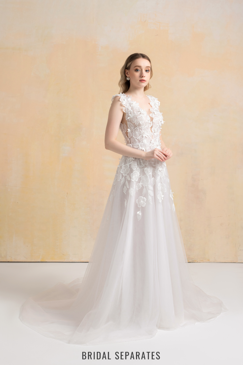 Ball Gown Wedding Dress with Floral Lace / "Camilla"