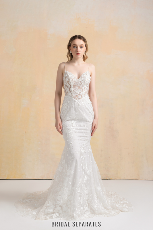 Floral Lace Mermaid Wedding Dress / "Britney"