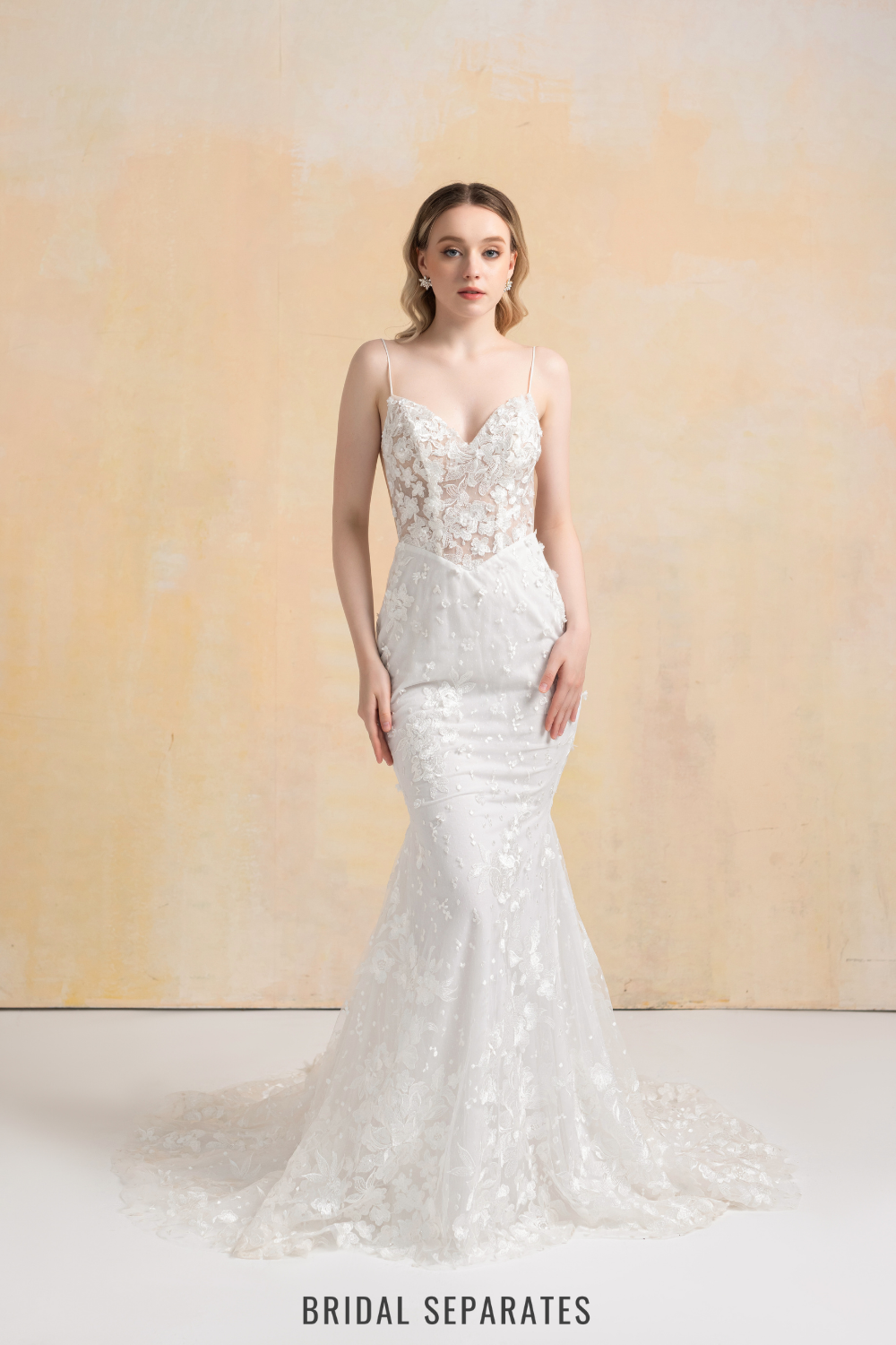 Floral Lace Mermaid Wedding Dress / "Britney"