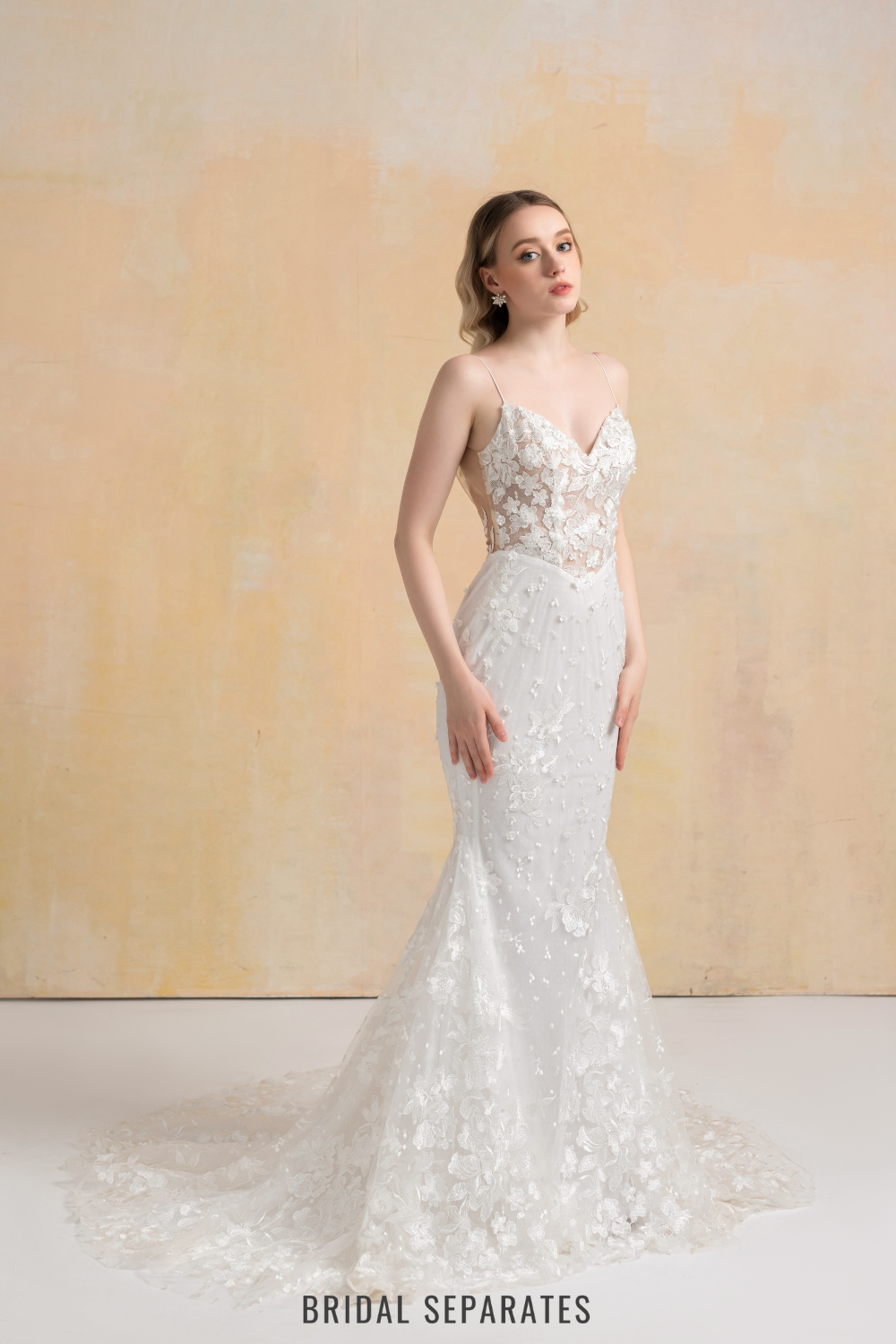 Floral Lace Mermaid Wedding Dress / "Britney"