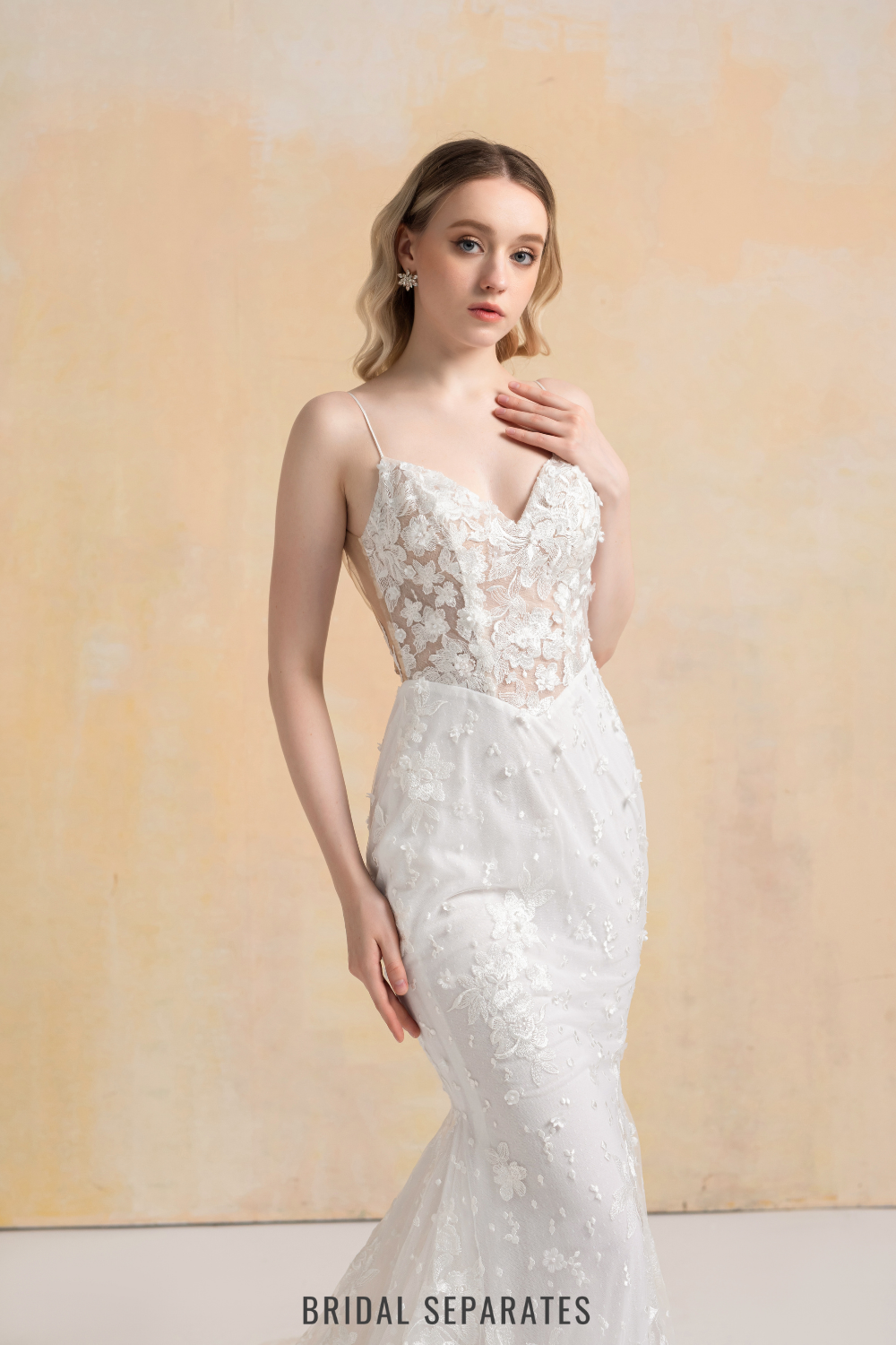 Floral Lace Mermaid Wedding Dress / "Britney"