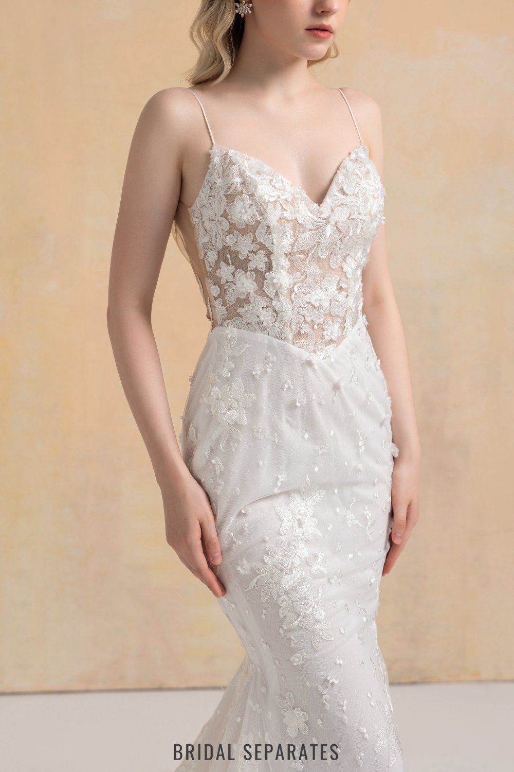 Floral Lace Mermaid Wedding Dress / "Britney"