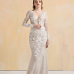 Beaded Lace Appliqué Wedding Dress / "Claudia"