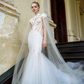 Mermaid Lace Wedding Dress with Cape / "Eudora"