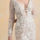 Beaded Lace Appliqué Wedding Dress / "Claudia"