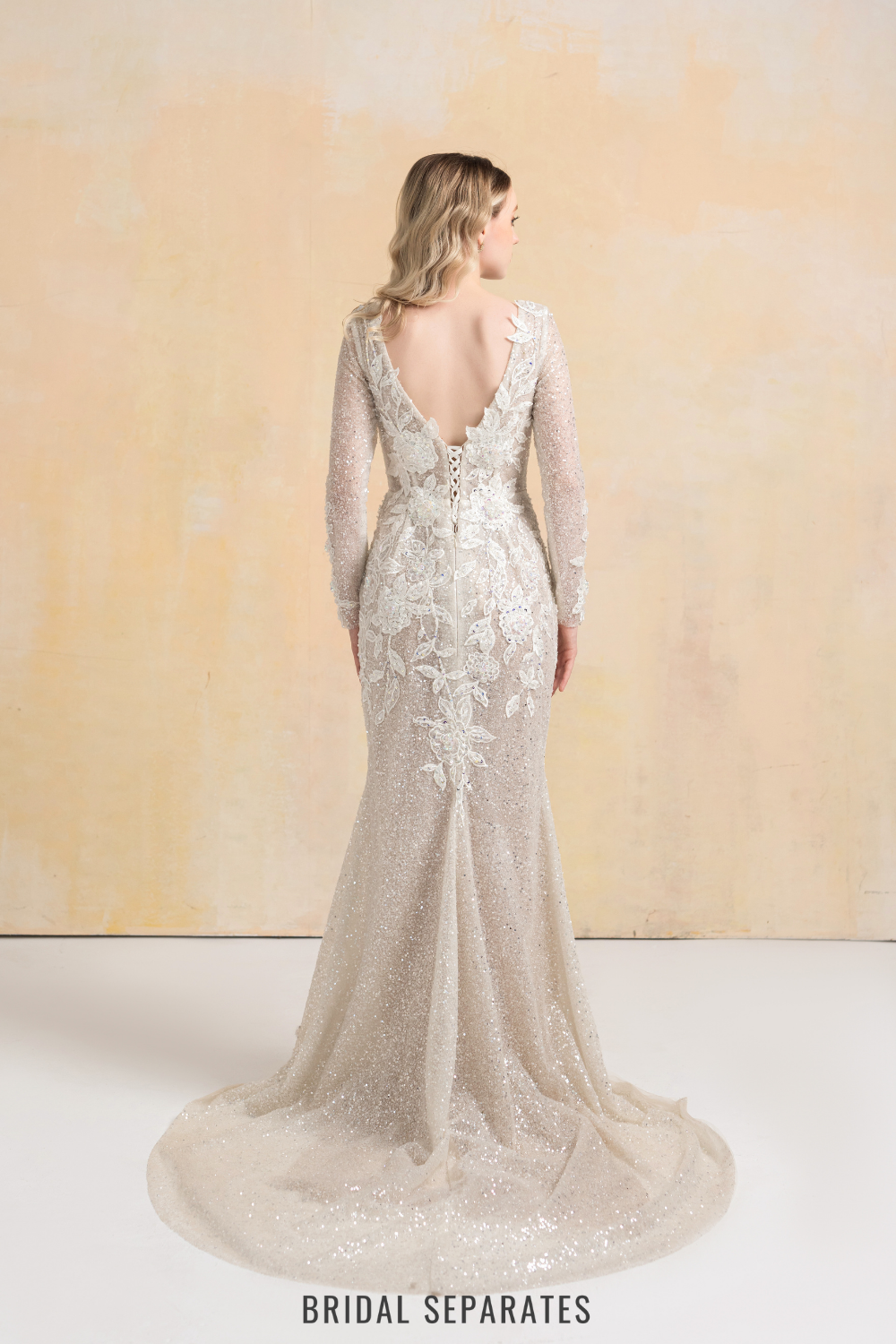 Beaded Lace Appliqué Wedding Dress / "Claudia"