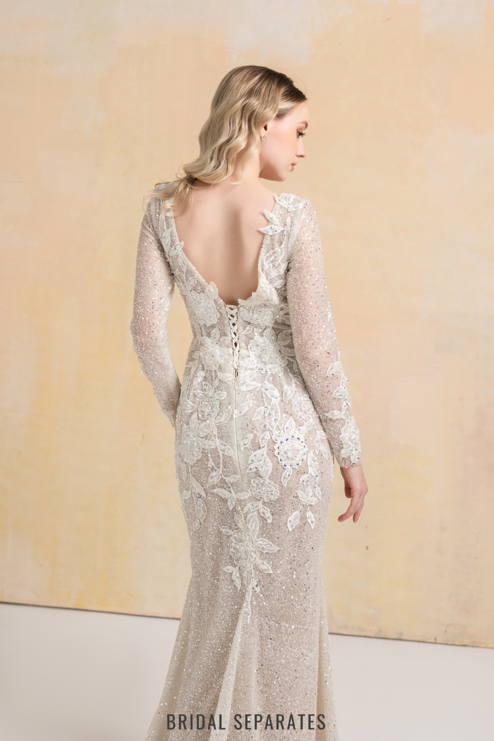 Beaded Lace Appliqué Wedding Dress / "Claudia"