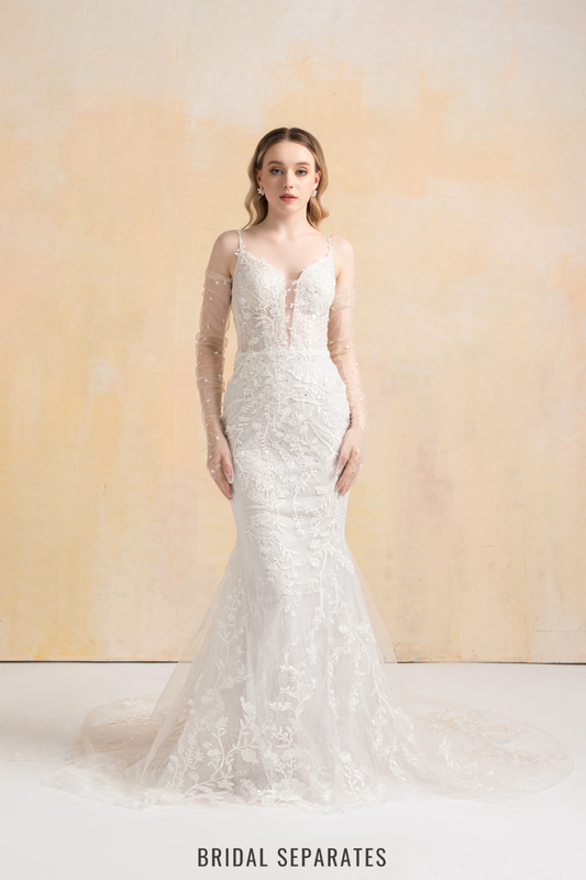 Mermaid  Wedding Dress with Detachable Sleeves / "Karina"