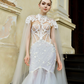 Mermaid Lace Wedding Dress with Cape / "Eudora"