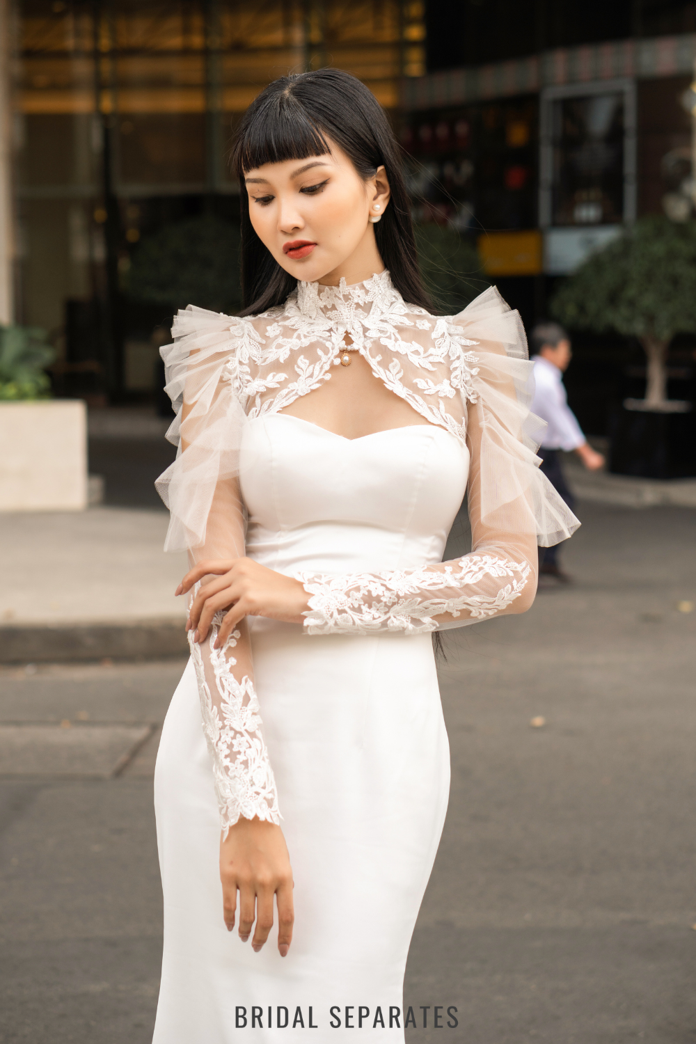 Long Sleeves Bridal Bolero with Glittered Tulle / "Elysia"