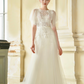 A-line Lace Floral Embellished Wedding Dress/ "Jolie"