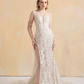 High Slit Wedding Dress with Detachable Sleeves / "Martina"