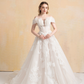 Off Shoulder Ball Gown Wedding Dress with Floral Lace / "Marina"