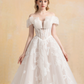 Off Shoulder Ball Gown Wedding Dress with Floral Lace / "Marina"